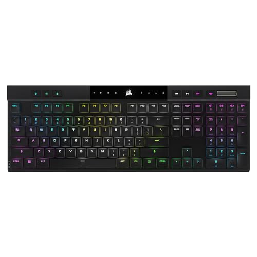 Corsair K100 AIR Wireless RGB Mechanical Gaming Keyboard - Ultra-Thin, Sub-1ms Slipstream, Low-Latency Bluetooth, Cherry MX Ultra Low Profile Keyswitches - NA Layout, QWERTY - Black - style: K100 AIR WIRELESS