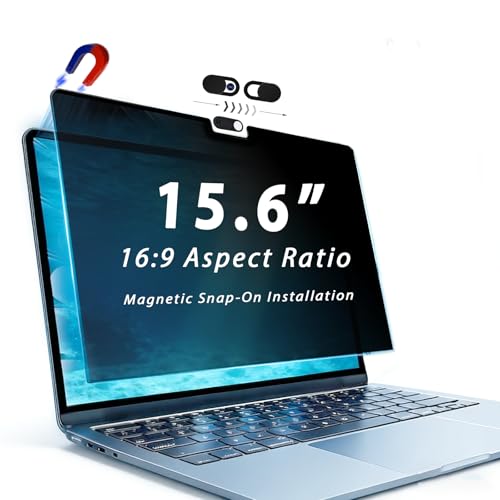 15.6 Inch 16:9 Laptop Privacy Screen, Magnetic Privacy Filter, Removable Anti-Spy Screen Protector, Universal Computer Privacy Shield for 15.6" Laptops, Compatible with Dell, HP, Lenovo, Asus (Universal 15.6” (16:9) – 13.58” × 7.68”) - size: 15.6” (16:9)