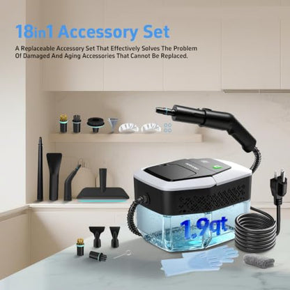 Steam Cleaner for Home(True High Temperature257℉),3-Levels Adjustable Hand held Steamer for Cleaning,1.9 Quart Steam Cleaner for Car,2500W Handheld Steam Cleaner Grease,Dirt,Tile Furniture