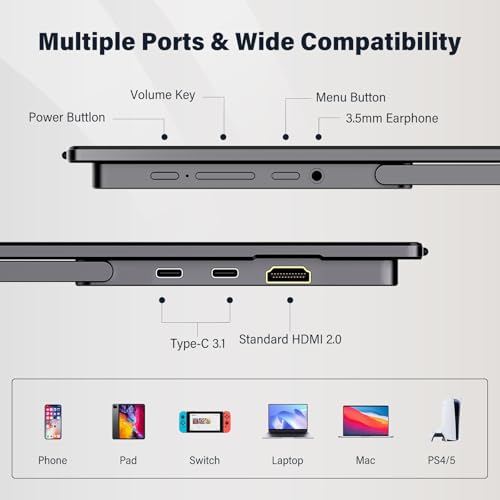 InnoView 15.6-Inch Portable Monitor, 120Hz 2K QHD, USB-C/HDMI, Travel Monitor for Laptop MacBook/Switch/PS5/Xbox (Adapter Not Included) - size: 15.6 inches