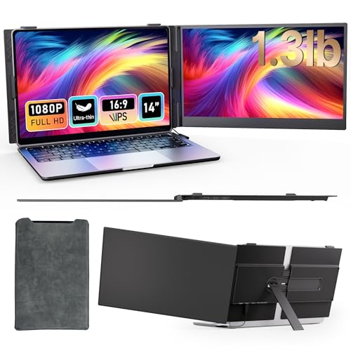 BOSII Laptop Screen Extender Portable - Ultra-Thin 14" FHD Dual Extended Monitor Display Travel Work for 14-17" Laptops Compatible with Windows/Mac - size: 14" thin monitor