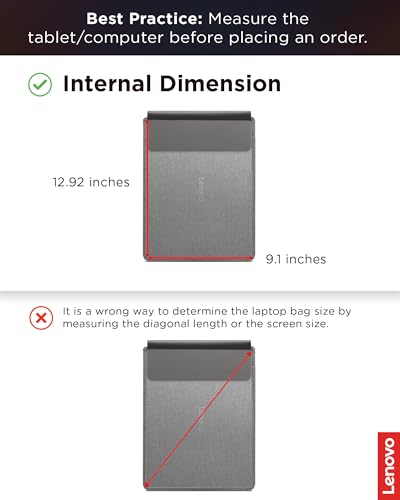 Lenovo Slim Laptop Sleeve 16 Inch Notebook/Tablet - Compatible with MacBook Air/Pro - Eco-Friendly Lightweight Case with Accessory Pocket & Magnetic Closure - Grey - color: Grey, size: 16-inch