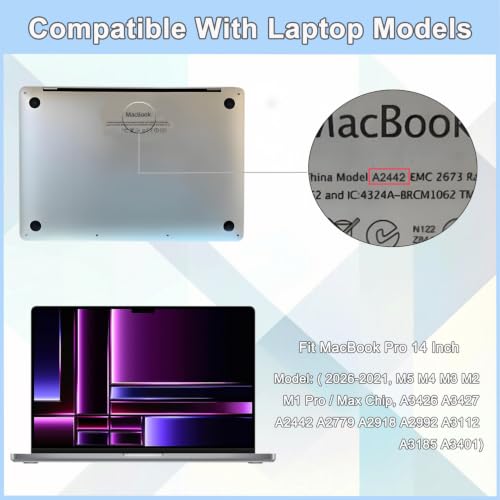 YINOVEEN 2 Pack Tempered Glass Screen Protector for MacBook Pro 14 Inch | (2021-2026, M5, M4, M3, M2, M1 Pro / Max Chip ) (Model: A3426, A3427, A2442, A2779, A2918, A2992, A3112, A3185, A3401), 9H - size: MacBook Pro 14" (2021-2026)
