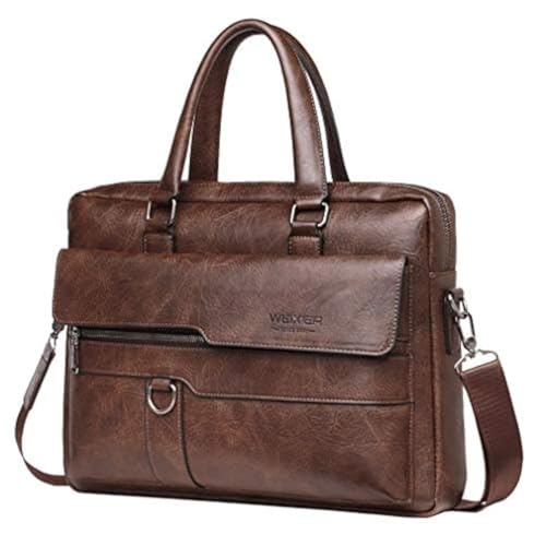 Hebetag Small Leather Sling Shoulder Bag Messenger Pack for Men Women Outdoor Travel Business - color: #35deepbrown(pu)