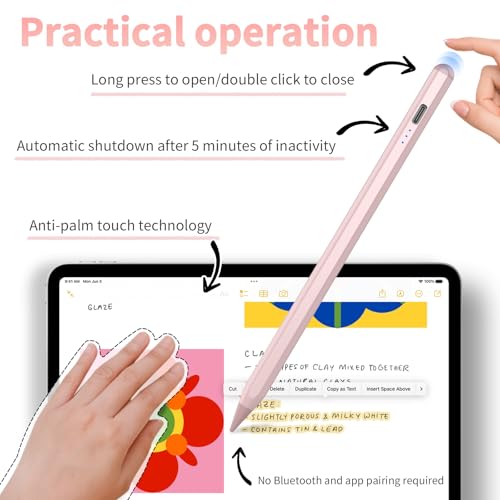 HZD Apple Pencil for iPad 2025-2018 Faster Charge Stylus Pen,Rose | with Tilt Sensitivity & Palm Rejection & Magnetic Compatible iPad 11/10/9/8/7/6, Pad Air 3/4/5, Pro 12.9"/11",Mini 6/5, M2/M4 - color: Rose Gold