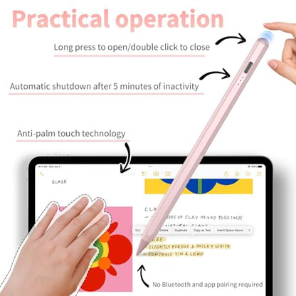 HZD Apple Pencil for iPad 2025-2018 Faster Charge Stylus Pen,Rose | with Tilt Sensitivity & Palm Rejection & Magnetic Compatible iPad 11/10/9/8/7/6, Pad Air 3/4/5, Pro 12.9"/11",Mini 6/5, M2/M4 - color: Rose Gold