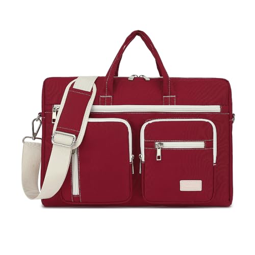 15-15.6 inch Laptop Shoulder Bag, for MacBook Pro 16, Hp Lenovo Dell 14 inch Waterproof Messenger Bag Case Sleeve (Wine red) - color: Wine Red, size: 15 inch/15.6 inch