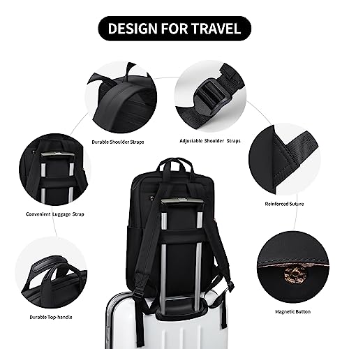 GOLF SUPAGS Travel Laptop Backpack for Women Anti Theft Slim Durable College Bookbag Business Computer Bag Fit 13.3Inch Notebook (Black, 13.3Inch) - color: Black, size: 13.3 Inch