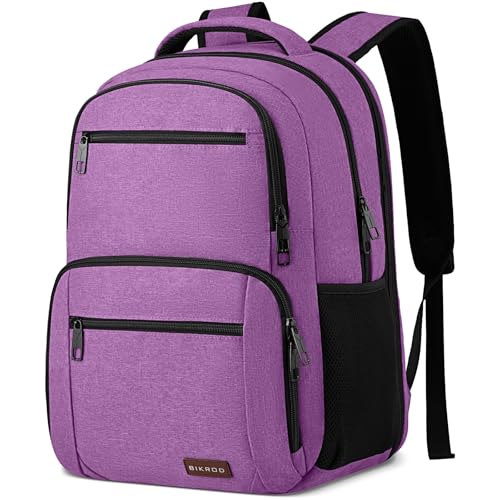 BIKROD Backpack for Girls Women, School Backpack for Teen Boys, Lightweight Casual High School Bookbag, Daily-use Travel Laptop Backpack Fits 15.6 Inch Notebook - color: Purple, size: 15.6 Inch