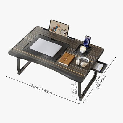 Adjustable Laptop Desk for Bed with 6 Different Angles | Portable Lap Tray Table with Storage Drawer and Cup Holder, Laptop Bed Desk Tray for Eating Working Writing Reading (Black)