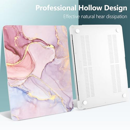 DONGKE Compatible with MacBook Air 13 inch Case 2021 2020 2019 2018 Release A2337 M1 A2179 A1932 with Retina Display & Touch ID, Plastic Hard Shell & Keyboard Cover - Marble - color: Marble