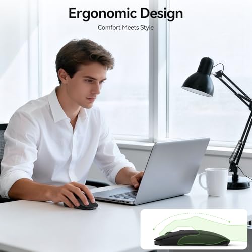 TECKNET Bluetooth Wireless Mouse for Laptop, Rechargeable Silent Computer Mouse (Bluetooth 5.2/3.0 & 2.4G), Ultra-Thin, 6-Level Adjustable 4800 DPI Bluetooth Mouse for Mac OS, iPad, Windows, Android - color: black