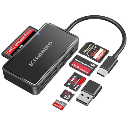 SD Card Reader, CF Card Reader USB C, Memory Stick Pro Duo Reader | Memory Card reader USB for SD MicroSD Compact Flash MS M2 for PC Camera Laptop iPhone 17 17e Air 16 Pro Max Mac Galaxy S26