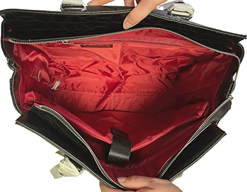 JKM & Company Rolling Laptop Bag for Women | Designer Wheeled Briefcase | Fits 13-17" Laptops | Office Travel Computer Case - color: Black Timeless