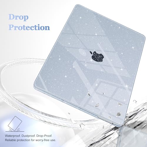 May Chen Compatible with MacBook Pro 13 inch Case 2022 2021 2020 Release Model A2338 M2 M1 A2251 A2289, Hard Shell Case with Keyboard Cover for MacBook Pro 13 Touch Bar Fits Touch ID, Blue Glitter - color: Blue Glitter