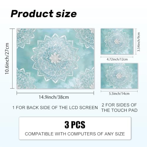 Mandalas Laptop Skin Sticker Decal PVC Vinyl Sticker Notebook PC Protector Waterproof Scratch Resistant Laptop Skin for 12.1 13 13.3 13.6 14 15 15.3 16 Inch Bohemian Turquoise Style - color: Turquoise Bohemian