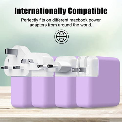 for MacBook Pro 16 inch 2026 M5 A3428 A3429 140W Power Adapter Cover, 140W Soft Silicone Charger Case Sleeve for Mac Pro 16 A3403 A3186 A2991 A2780 A2485 2021-2024 M4 M3 M2 M1, Pink Purple - color: Pink Purple