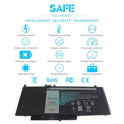 7.4V 51Wh Type G5M10 Laptop Battery Compatible with Dell Latitude E5450 E5550 E5250 15.6 inch 8V5GX R9XM9 WYJC2 1KY05 080-854-0066 0WYJC2 451-BBLN Battery 4-Cell