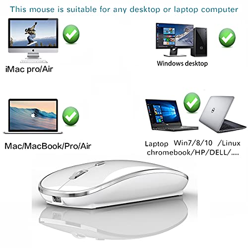 2.4G USB C Receiver Wireless Mouse for Computer Chromebook for Microsoft Laptop Mac DELL HP iMac MacBook Pro Air Win7 8 10 11 - color: WHITE 2