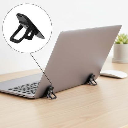 2 Pcs Black Portable Keyboard Riser, Dual Tilt Angle Adjustment Foldable Laptop Stand, Self-Adhesive Mini Computer Stand for Desk/Most Keyboards - color: Black