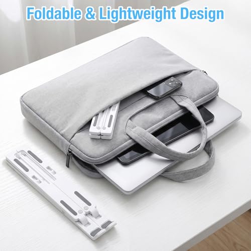 Marte Vanci Laptop Stand for Desk, Portable Computer Riser with 10 Adjustable Levels, Foldable Notebook Holder Ergonomic Ventilated Cooling ABS Computer Stand for Laptops Tablets White - color: White