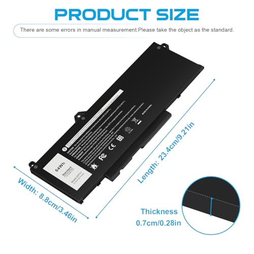 Futurebatt 64Wh GRT01 Battery Replacement for Dell Latitude 14 5421 5431 15 5521 5531 Precision 3470 3561 3571 Alienware m17 R5 AMD Series R05P0 00P3TJ 0P3TJ VXD57 05RGW 9JRV0 0R05P0 - size: GRT01 11.38 4.53 0.71