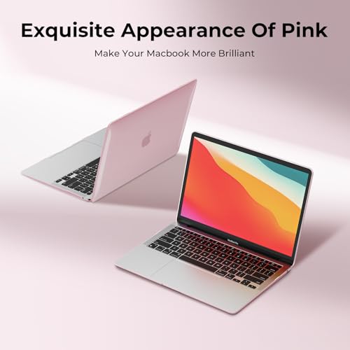 EooCoo for MacBook Air 13.3 inch Case with Keyboard and Screen Protector | Ultra Thin and Transparent, Hard Case Compatible with MacBook Air 13.3 inch M1 Chip 2021-2018 with Retina Display - color: Crystal Pink