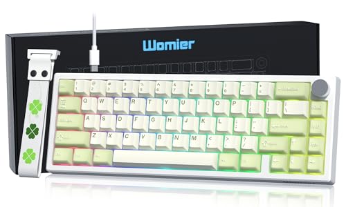 Womier 60% Gaming Mechanical Keyboard Green QMK/VIA | Creamy Keyboard Wired,Hot Swappable Gasket Mount RGB Key board,PBT Keycaps POM Linear Switch for Windows/MAC (VK66 PRO) - color: V-Green