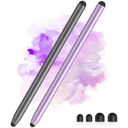 Stylus Pen for Touchscreen, 2-in-1 Magnetic Universal Stylists | High Sensitivity & Precision, Metal Barrel,Compatible with iPad,iPhone,Android Microsoft Surface Nintendo Switch Touchscreen - color: Dark Grey/Purple