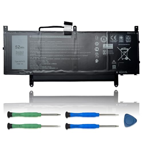 N7HT0 Laptop Battery Replacement for Dell Latitude 9510 2-in-1 Latitude 9510 9520 P94F P95F P95F001 Series TVKGH V5K68 N2NLL HYMNG 08NFC7 N2NLL N7HTO 0PKW00 089GNG 0HYMNG 7.6V 52Wh 6500mAh - size: 10.31*3.89*0.22 inch N7HT0