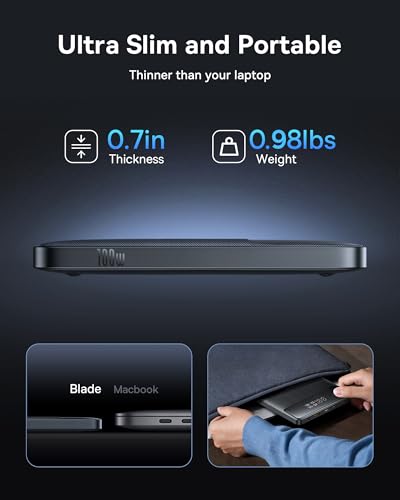 Baseus 100W USB C Charger Block, 3-Port Foldable Compact PPS Wall Charger Bundle with Baseus Laptop Portable Charger 100W 20000mAh, Blade Travel Power Bank Fast Charging 2 USB-C & 2 USB-A Port