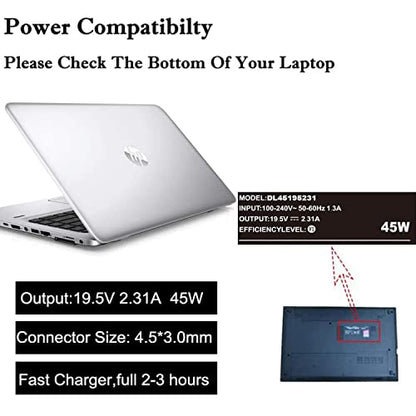 DECSZDY Laptop Charger Replacement for HP Laptop Computer 45W Smart Blue Tip Power Adapter
