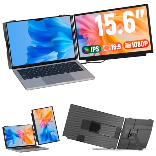 FLYTOCCA Laptop Screen Extender, 15.6" 1080P FHD IPS Display, Detachable Second Monitor Supports Vertical Mount, Plug & Play, Laptop Monitor Extender for 13"-17.3" Laptops, Windows, Mac, Chrome - size: 15.6" screen