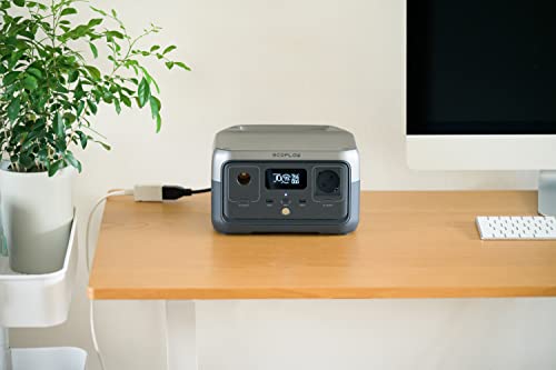 EF ECOFLOW Portable Power Station RIVER 2, 256Wh LiFePO4 Battery/ 1 Hour Fast Charging, 2 Up to 600W AC Outlets, Solar Generator (Solar Panel Optional) for Outdoor Camping/RVs/Home Use | 1 Hr Fast Charging, LiFePO4 Battery,Up to 600W Solar Generator for O