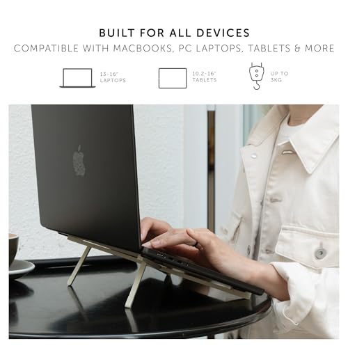 Native Union Fold Laptop Stand – Ultra-Slim Foldable & Portable Laptop Stand – Ergonomic & Optimized Viewing Angle – for 13 to 16 Inch MacBooks & Laptops, 10 to 16 Inch iPads & Tablets (Sandstone)