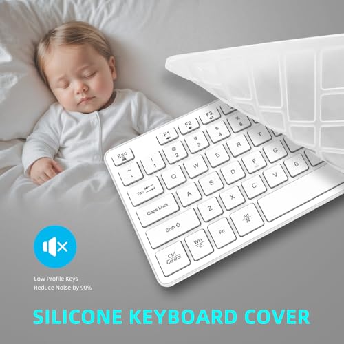 Slim Wireless Keyboard for Mac and Windows, Ultra Quiet Low-Profile Flat Key Board with Full-Size Keys, 2.4GHz Wire Less for PC, Mac, Windows 11/10/8/7 White - size: Full Size