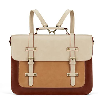 ECOSUSI Laptop Bag for Women Vegan Leather Messenger Bag Fashion Briefcase Computer Satchel Bag - color: Brown