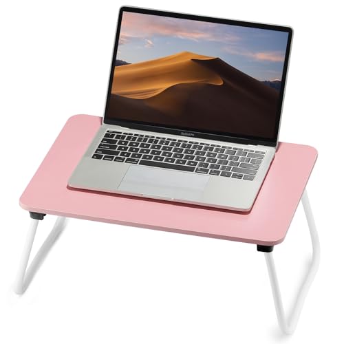 FISYOD Foldable Lap Desk, Laptop Bed Desk, Portable Bed Table, Laptop Stand for Bed & Couch, Lightweight & Mini - Pink - color: Pink