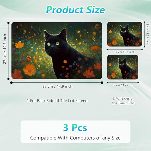 Laptop Skin Sticker Decal 12"-15.6" Universal Laptop/Notebook/Netbook Vinyl - Waterproof Scratch Resistant,Fits HP Dell Lenovo MacBook,2 Free Wrist Pads,Easy Apply & Remove,Cat Wildflower - color: Cat Wildflower