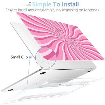 MEEgoodo for M5/M4/M3/M2 MacBook Air 15 inch Case 2026 2025 2024 2023, Case Fit Model (A3448/A3241/A3114/A2941) for MacBook Air 15.3 inch, Pink & White Swirl - color: Pink & White Swirl