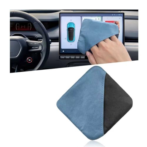 Car Screen Cleaner, Square Microfiber Cloth Non-Scratch Auto Touchscreen Cleaning Wipes, Foldable Touch Screen Pad Universal Cleaning Tool for Vehicle Dashboard Display (Blue & Gray) - color: Square, Blue & Gray, 1 Pcs