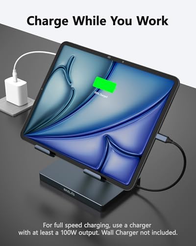 2026 iPad Pro USB C Hub Stand, Adapter for iPad Air M5 M4 M3 13 11 12.9 Inch Docking Station 4K 60Hz HDMI, RJ45 Ethernet, SD/TF Card Reader, 3 USB 3.0 Port, 3.5mm Audio, iPad A16 Galaxy Tablet Dock