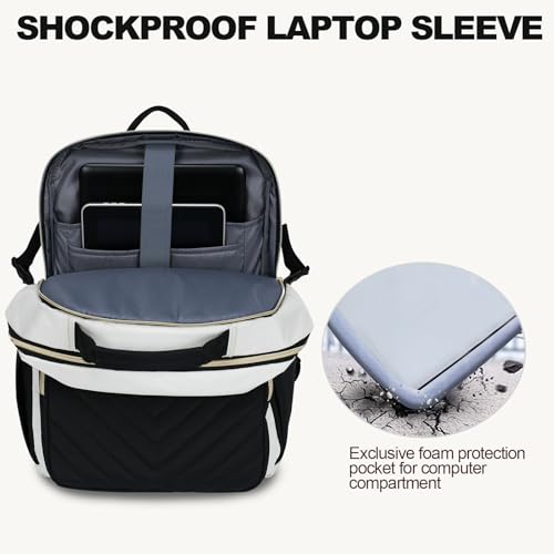 VANKEAN Laptop Backpack for Women - color: Beige-black, size: 17.3 Inch
