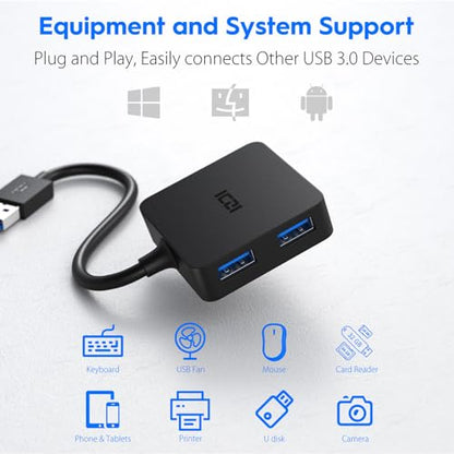 ICZI USB 3.0 Hub, 4 Ports USB Splitter Multiple Extender for Laptop, PC, MacBook, Mac mini, iMac, Surface Pro, Mobile HDD - size: 0.5ft
