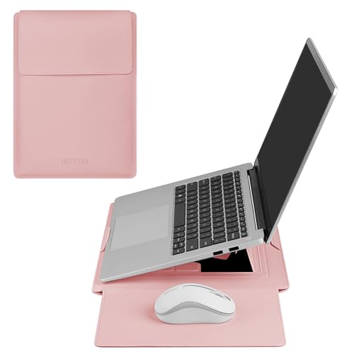 HoYiXi 13.3'' /13.6'' Laptop Sleeve Case PU Leather with Stand Compatible with MacBook Pro 14/MacBook Air 13(M1 M2)/ASUS Vivobook 14/Dell XPS 13/ASUS Matebook,13-14'' Laptop Bag,Pink - color: Pink, size: 13.3'' / 13-14 Inch Laptop