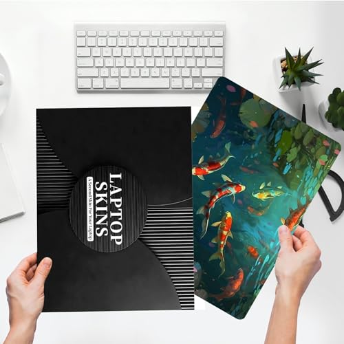 Universal Laptop Skin Sticker with 2 Wrist Pad Skins, Waterproof Scratch Resistant Vinyl Laptop Cover Decal, Cut to Fit for 11–15.6 Inch MacBook HP Dell Lenovo, Koi Pond - color: Koi Pond