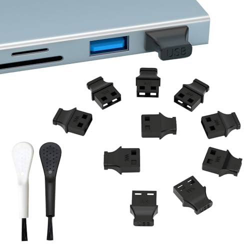 10PCS USB Type-A Dust Cover Port Plugs,Easy to Grip USB-A Plug Cover,USB Female Ports Protecor Kit with 2PCS Cleaning Brush,for All USB Type-A