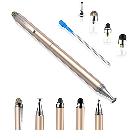 Penyeah Stylus pens for Touch Screens - [4-in-1] High Sensitivity and Precision Touch Screen Stylus Disc Tip,Black Rubber Tip & Mesh Fiber Tip Universal for All Capacitive Touch Screen Device (Gold) - color: Gold