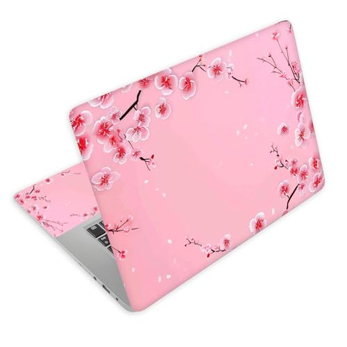 Universal Laptop Skin Decal, 3-Piece Vinyl Protector for 12 13 14 15.6" Notebook, Waterproof Anti-Scratch, Easy Trim & Bubble-Free Finish, Pink Background Cherry Blossom - color: Pink Background Cherry Blossom