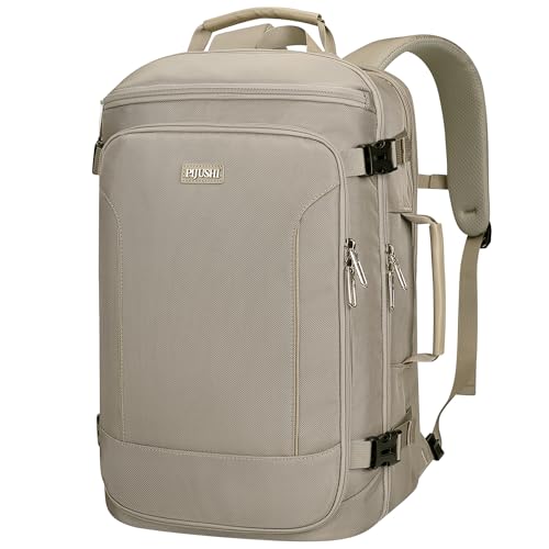 Travel Backpack Carry On Everyday Laptop Backpack Fits 16" Laptop | Flight Approved Luggage Backpack for Men Women, Suitcase-Style Main Pocket, Laptop Compartment, USB Port, for Travel, Daily - color: Khaki